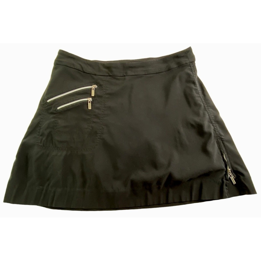 JAMIE SADOCK Women Zip Pockets Skort Sz 12 Black Golf Athletic Tennis 79-36